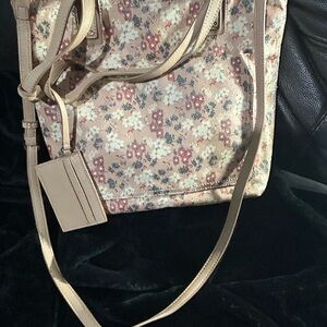 LC Lauren Conrad Floral Tote Bag - Pink and Cream